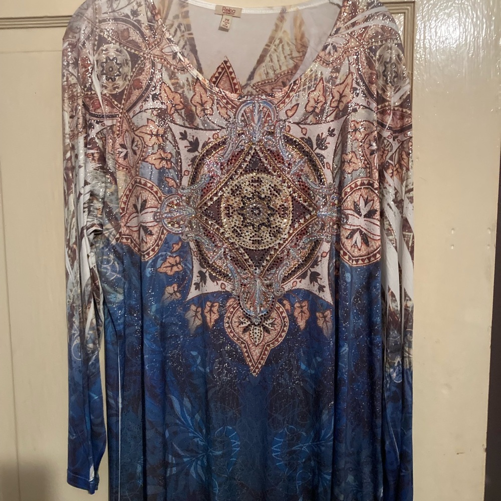 Womens 2X Reba embellished tunic